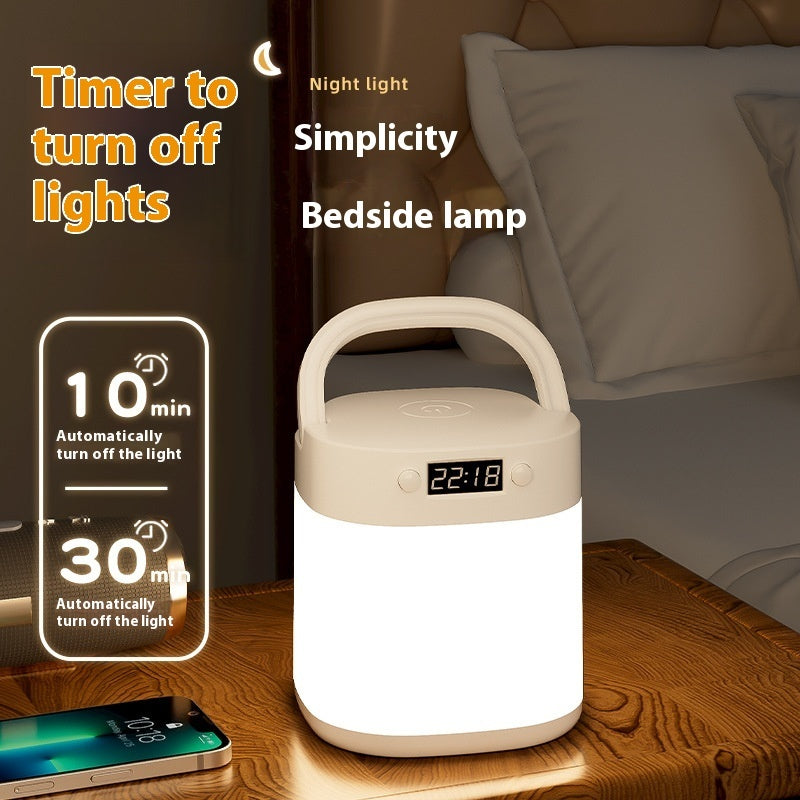 Portable Table Lamp with Clock & LED Light